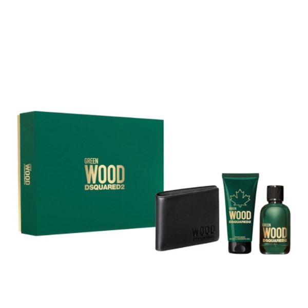 DsQuared2 Green Wood M Set - EDT 100 ml + sh/gel 100 ml + wallet /2019