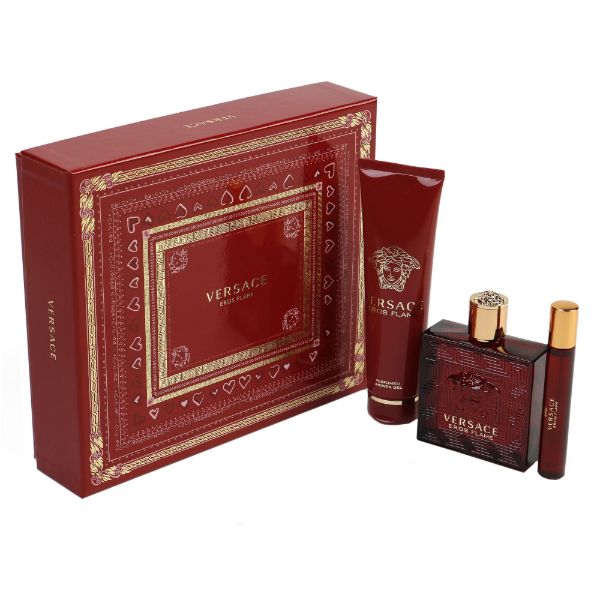 Versace Eros Flame M Set - EDP 100 ml + shower gel 150 ml + EDP 10 ml /2018