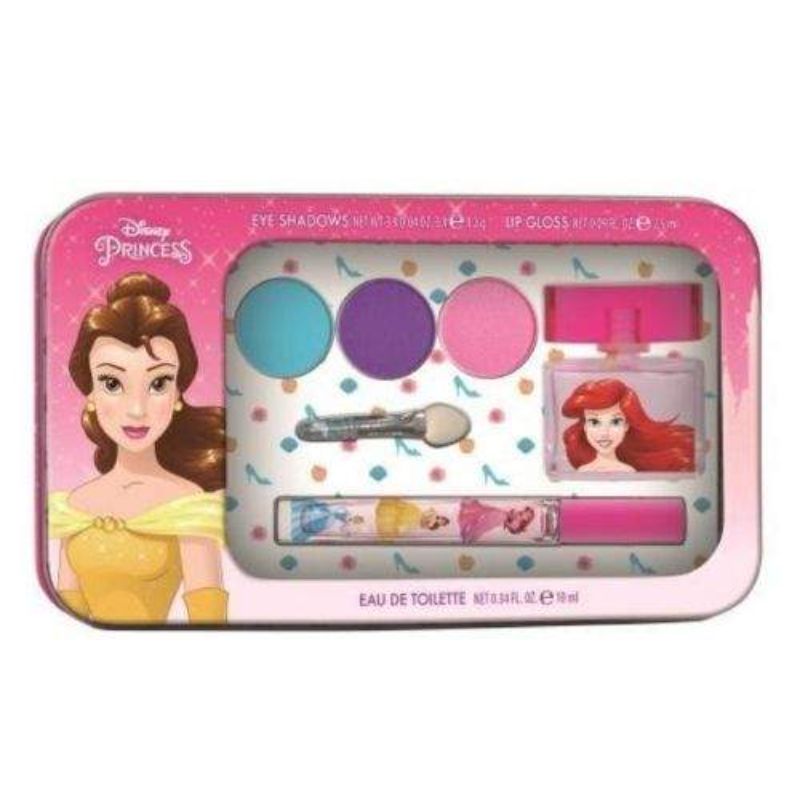 Disney Princess Metallic Case Set Eau De Toilette 10Ml Eyeshadow X3 1.2Gr And Lip Gloss 2.5Ml