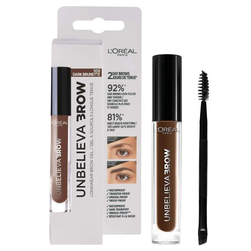 L`Oreal Unbelieva Brow Long Lasting Brow Gel 108 Dark Brunette 3.4Gr