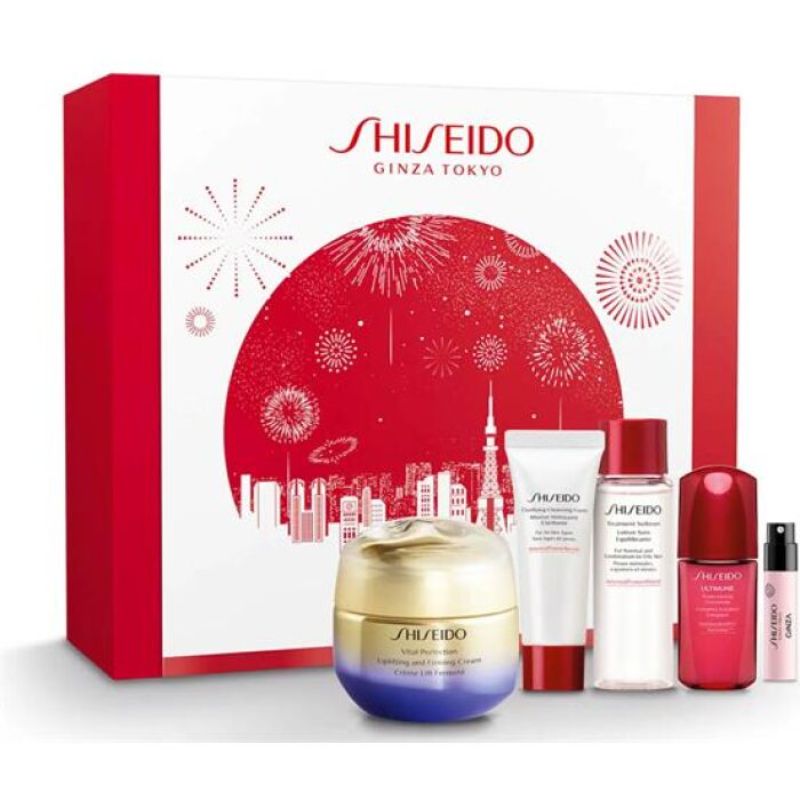 Shiseido Vital Perfection Set - Uplift. and Firm. Cream 50 ml + Foam 15 ml + Softener 30 ml + Ultimune Power Inf. Conc. 10 ml + Ginza EdP 0.8 ml