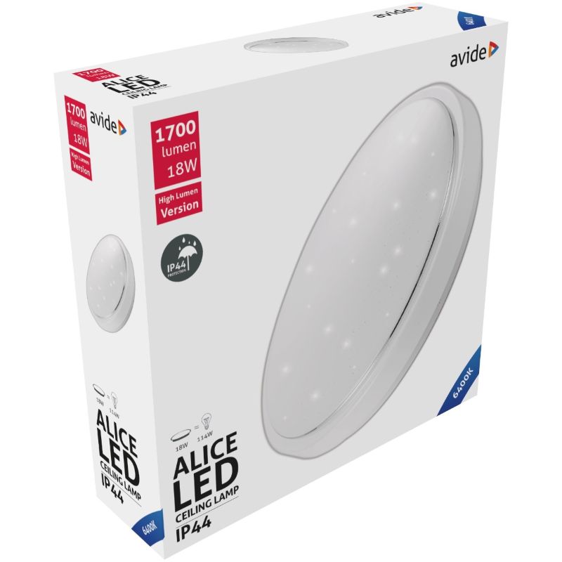 Avide LED Μοντέρνα Πλαφονιέρα Οροφής Alice IP44 18W 330*100mm Ψυχρό 6400K