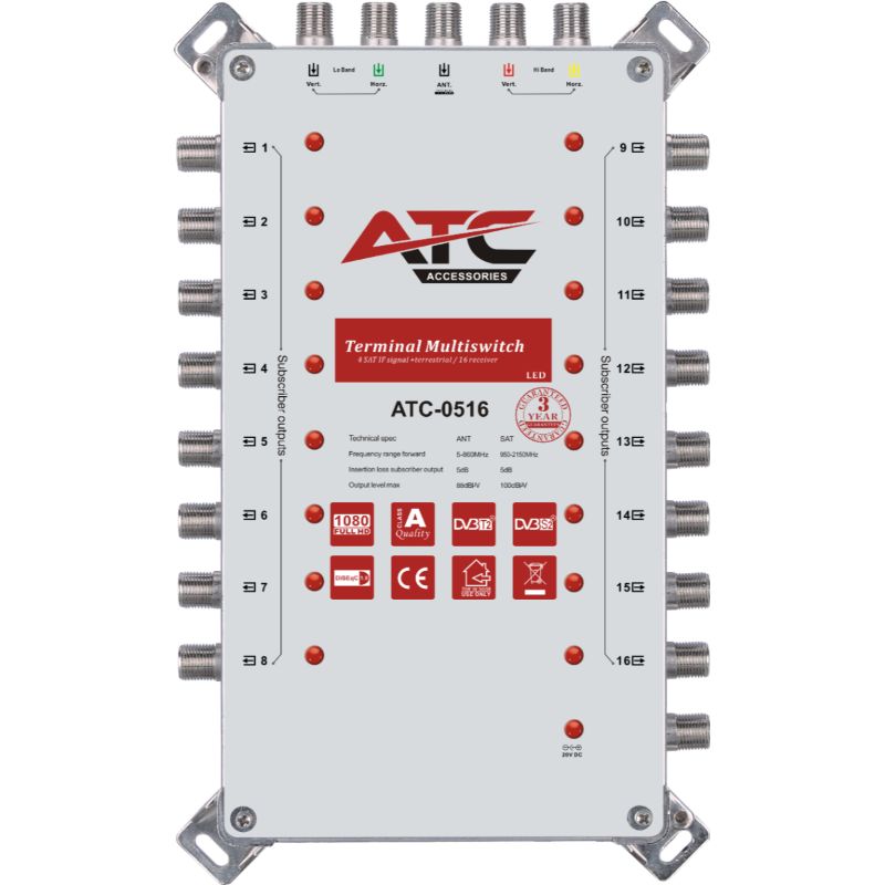 ATC Πολυδιακόπτης ATC-0516 (1 Sat + 1 Ter / 16 Εξόδοι)
