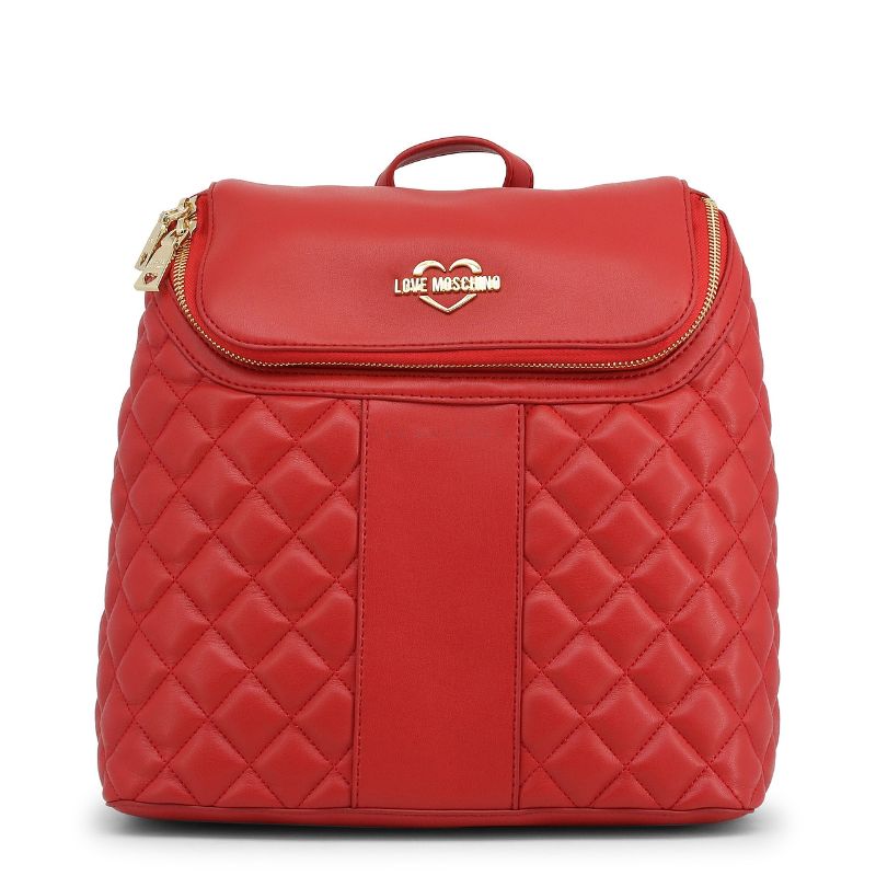 Moschino Love Synthetic Leather Backpack Red Pockets 2 For Women