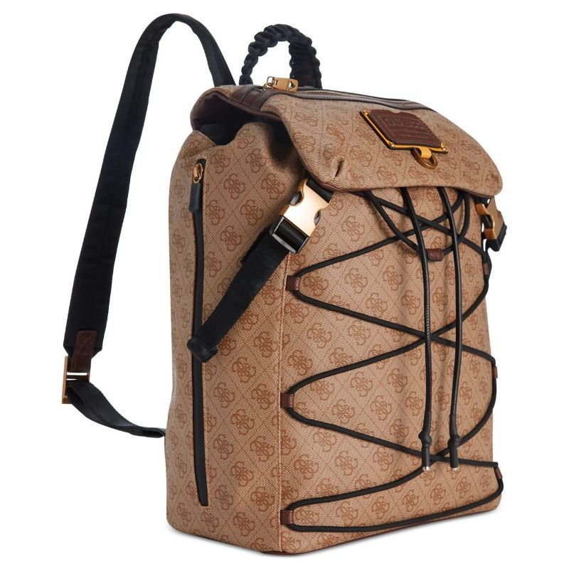 Guess Salameda Polyester Backpack Brown Laptop Compartiment Unisex 14 x 11.5 x 5.5 cm